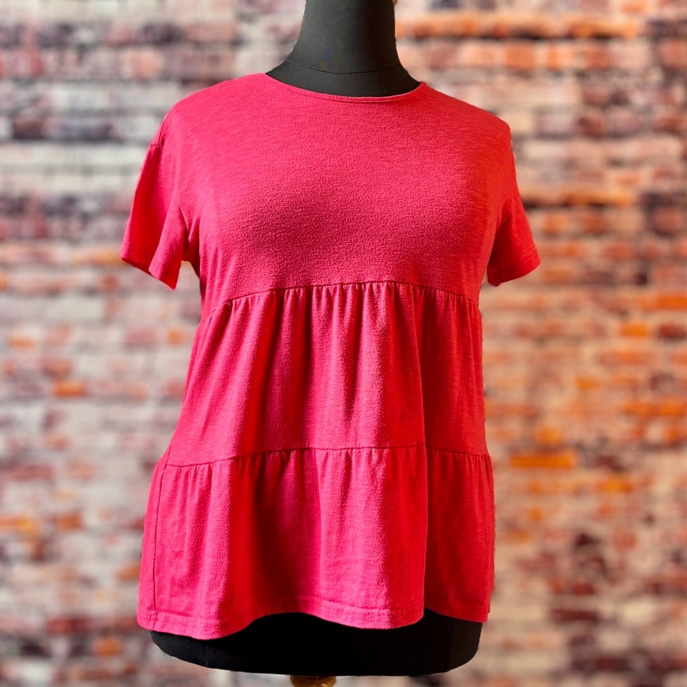 Sz L Women's Pink Tiered T-shirt Tunic (no brand tag)